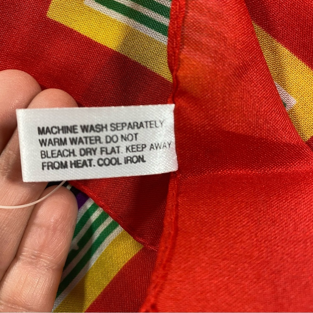 Multi color scarf hankerchief Feminine orange red white blue green yellow scarf - Picture 7 of 7